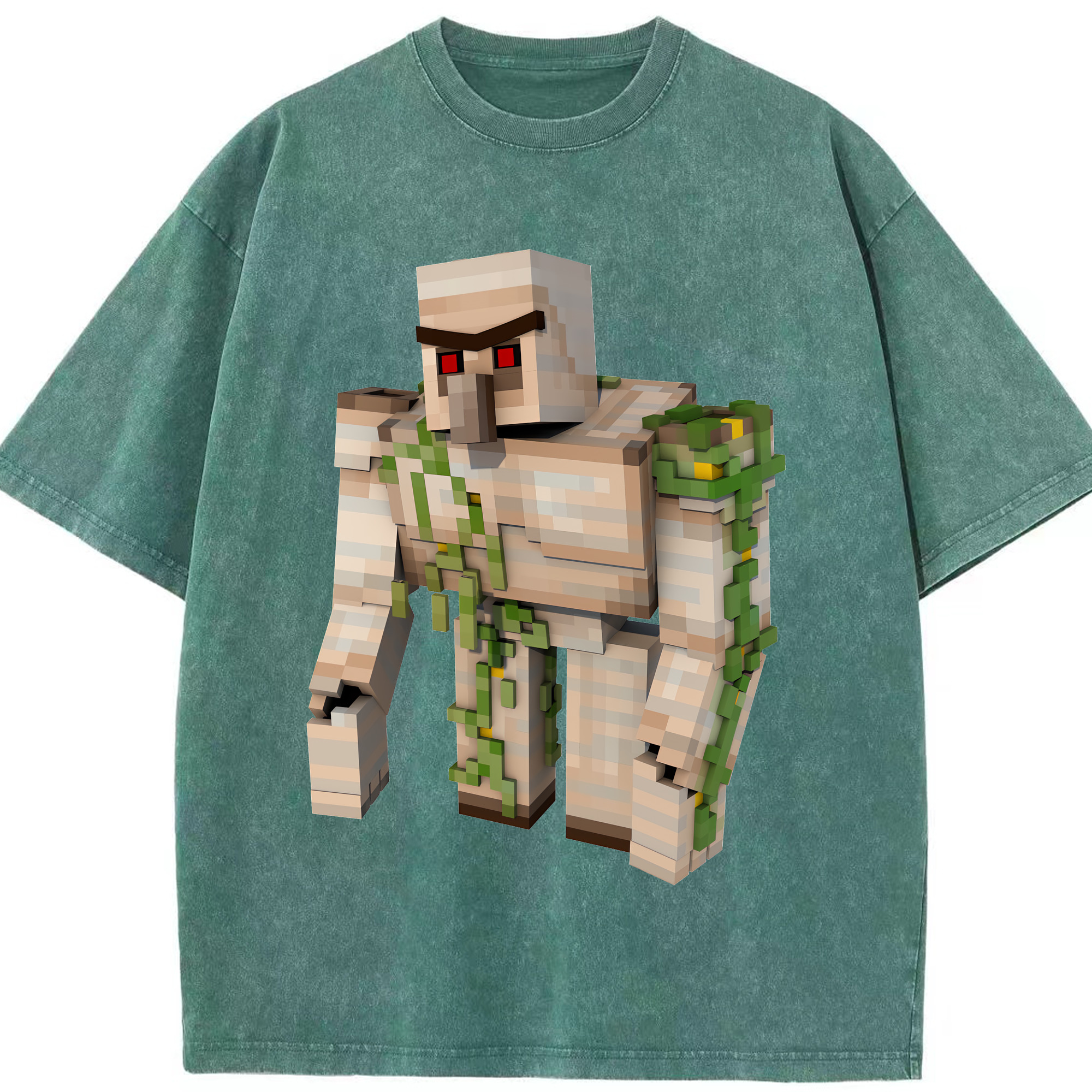 （画像用） マインクラフト ブロックの世界 Minecraft MC Block world 綿100% ヴィンテージ風 半袖Tシャツ（フロントプリント）